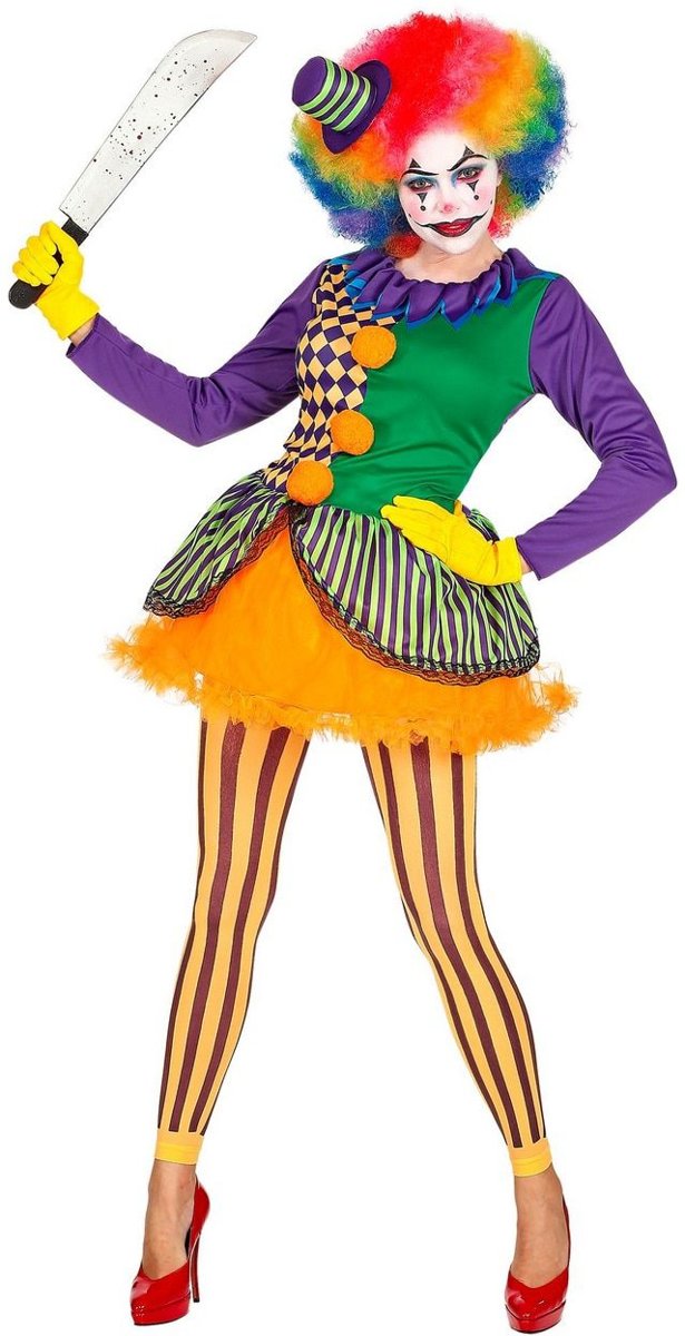 Clown & Nar Kostuum | Knettergek Joker Circus Clown | Vrouw | Medium | Halloween | Verkleedkleding